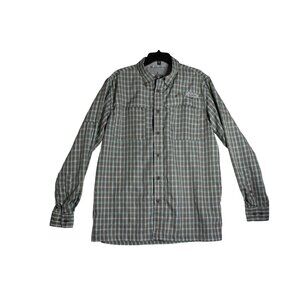 Habit Solar Factor L/S Grey Plaid SPF 40+ Vented Fishing Hiking Mens Medium Shir